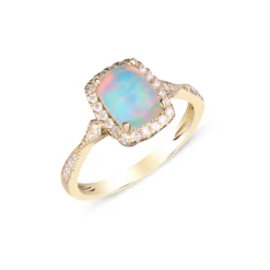 Opal And Diamond Ring In 10K Yellow Gold (1/5 Ct. Tw.)