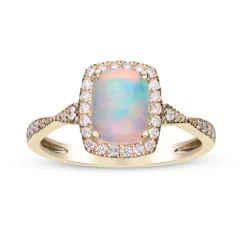 Opal And Diamond Ring In 10K Yellow Gold (1/5 Ct. Tw.)
