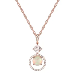 Opal And Morganite Pendant With Diamonds In 10K Rose Gold (1/3 Ct. Tw.)