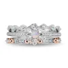 Opal, Diamond & Blue Topaz Elsa Trio Ring Set In Sterling Silver & 10K Rose Gold