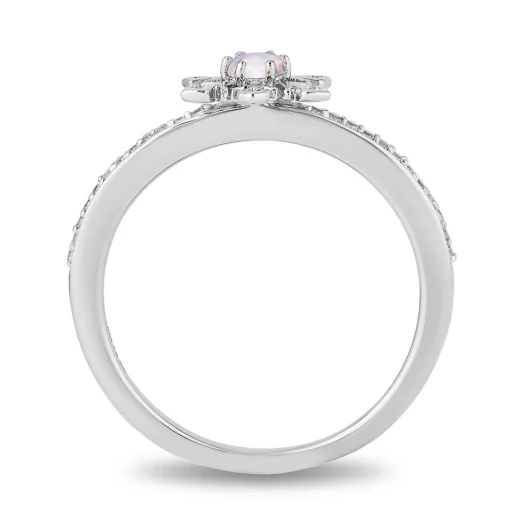 Opal, Diamond & Blue Topaz Elsa Trio Ring Set In Sterling Silver & 10K Rose Gold