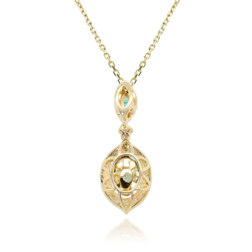 Opal, Emerald & Diamond Pendant In 10K Yellow Gold (1/5 Ct. Tw.)