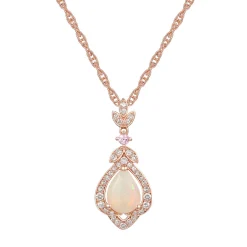 Opal, Pink Sapphire & 1/5 Ct. Tw. Diamond Pendant In 10K Rose Gold