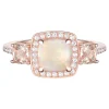 Opal Ring With Morganite And Diamond In 10K Rose Gold (1/5 Ct. Tw.)