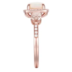 Opal Ring With Morganite And Diamond In 10K Rose Gold (1/5 Ct. Tw.)