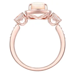 Opal Ring With Morganite And Diamond In 10K Rose Gold (1/5 Ct. Tw.)