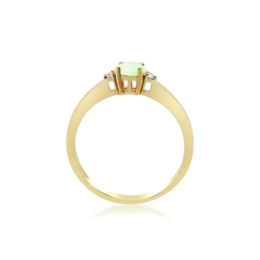Opal Stacking Ring In 10K Yellow Gold With Diamond Accents
