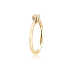 Opal Stacking Ring In 10K Yellow Gold With Diamond Accents