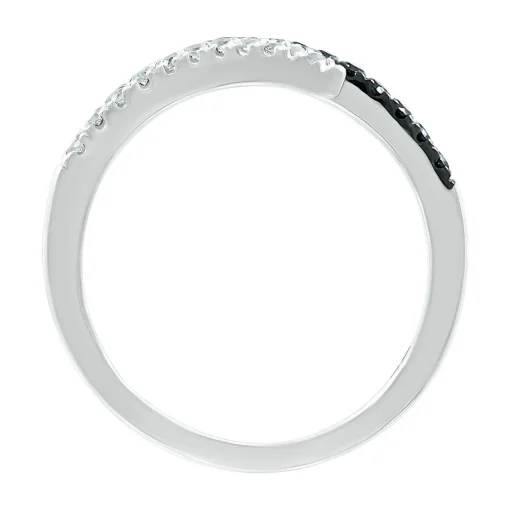 Open Bypass Ring With Black & White Diamonds In Sterling Silver (1/6 Ct. Tw.)