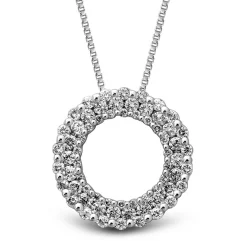 Open Circle Diamond Necklace In 10K White Gold (1 Ct. Tw.)