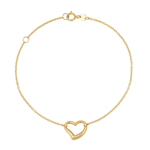 Open Heart Bracelet In 14K Yellow Gold