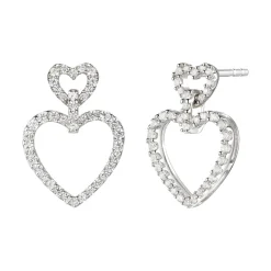 Open Heart Diamond Earrings In 10K White Gold (1/3 Ct. Tw.)
