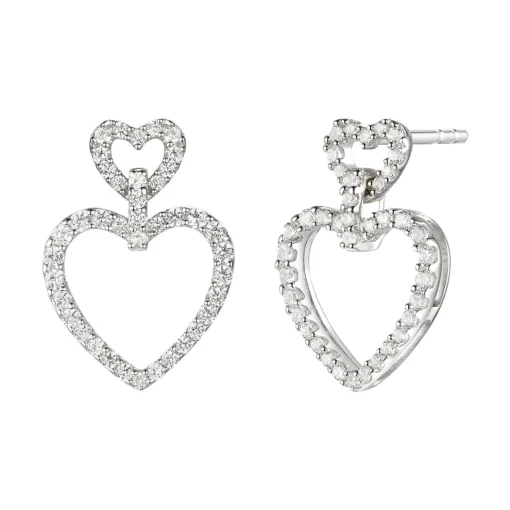 Open Heart Diamond Earrings In 10K White Gold (1/3 Ct. Tw.)