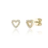 Open Heart Stud Earrings In 14K Yellow Gold (1/10 Ct. Tw.)