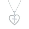 Open-Heart Cross Pendant In Sterling Silver (1/10 Ct. Tw.)