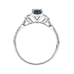 Oval Blue Sapphire & Baguette Diamond Engagement Ring In 14K White Gold (1/4 Ct. Tw.)