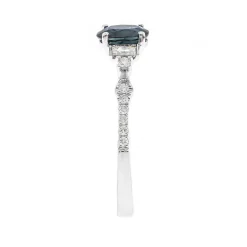 Oval Blue Sapphire & Baguette Diamond Engagement Ring In 14K White Gold (1/4 Ct. Tw.)