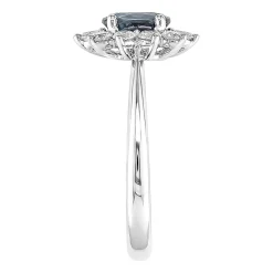 Oval Blue Sapphire Ring With Diamond Halo In 14K White Gold (5/8 Ct. Tw.)