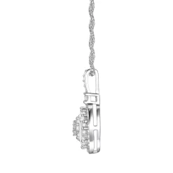 Oval Diamond Cluster Pendant In 10K White Gold (1/4 Ct. Tw.)