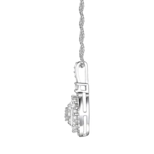 Oval Diamond Cluster Pendant In 10K White Gold (1/4 Ct. Tw.)