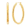 Oval Diamond Cut Tube Hoop Earrings In 14K Yellow Gold
