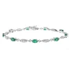 Oval Emerald And Diamond Bracelet In 10K White Gold (1/3 Ct. Tw.)
