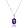Oval Gemstone & Diamond Pendant In 10K Gold