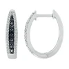 Oval Hoop Earring With Black & White Diamonds In Sterling Silver (1/2 Ct. Tw.)