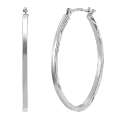 Oval Hoop Earrings In 14K White Gold