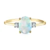 Oval Lab Created Opal & Diamond Accent Ring In 14K Yellow Gold