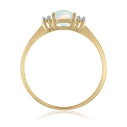 Oval Lab Created Opal & Diamond Accent Ring In 14K Yellow Gold