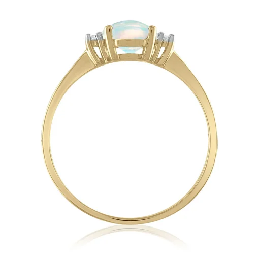 Oval Lab Created Opal & Diamond Accent Ring In 14K Yellow Gold