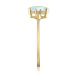 Oval Lab Created Opal & Diamond Accent Ring In 14K Yellow Gold