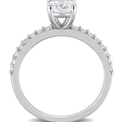 Oval Lab Created White Sapphire Ring In 10K White Gold
