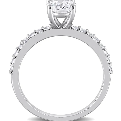Oval Lab Created White Sapphire Ring In 10K White Gold