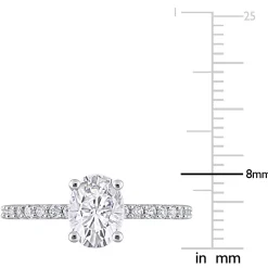 Oval Lab Created White Sapphire Ring In 10K White Gold