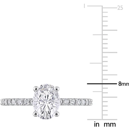 Oval Lab Created White Sapphire Ring In 10K White Gold