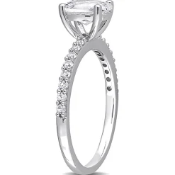 Oval Lab Created White Sapphire Ring In 10K White Gold