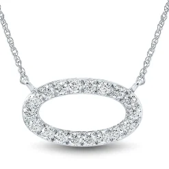 Oval Lab Grown Diamond Necklace In 14K White Gold (1/3 Ct. Tw.)