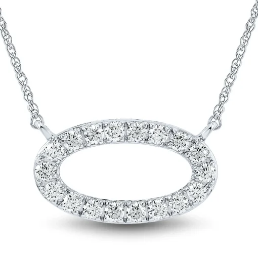 Oval Lab Grown Diamond Necklace In 14K White Gold (1/3 Ct. Tw.)