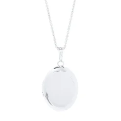 Oval Locket In Sterling Silver, 18"
