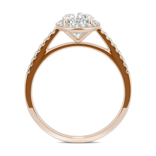 Oval Moissanite Halo Ring In 14K Rose Gold (1 3/5 Ct. Tw.)