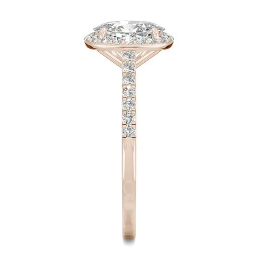 Oval Moissanite Halo Ring In 14K Rose Gold (1 3/5 Ct. Tw.)