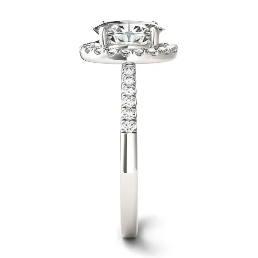 Oval Moissanite Halo Ring In 14K White Gold (1 7/8 Ct. Tw.)