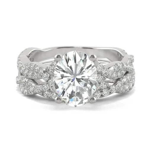 Oval Moissanite Ring Set In 14K White Gold (2 7/8 Ct. Tw.)