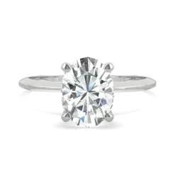Oval Moissanite Ring With Knife-Edge Band In Platinum (2 Ct.)