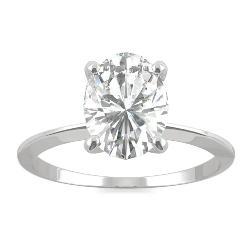 Oval Moissanite Ring With Knife-Edge Band In Platinum (2 Ct.)