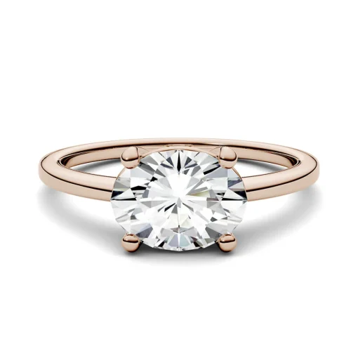 Oval Moissanite Solitaire Ring In 14K Rose Gold (2 1/10 Ct.)