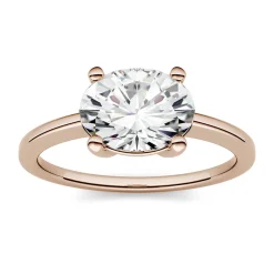 Oval Moissanite Solitaire Ring In 14K Rose Gold (2 1/10 Ct.)