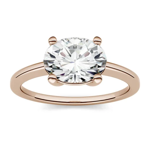 Oval Moissanite Solitaire Ring In 14K Rose Gold (2 1/10 Ct.)